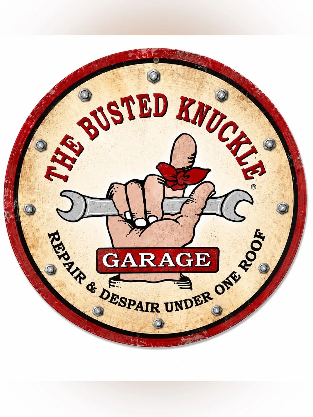 NEW Heavy Duty Steel The Busted Knuckle Repair Garage Metal Sign
